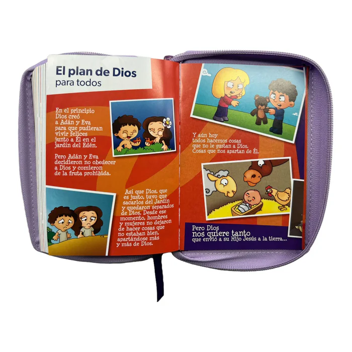 Biblia RVR 1960 para niños Mi gran viaje | Tamaño bolsillo Imitación Piel lila con cierre