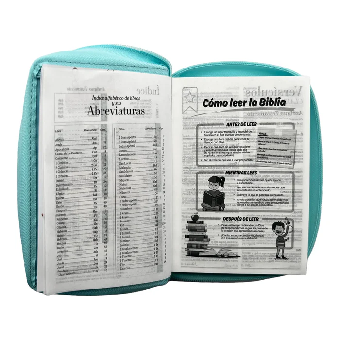 Biblia RVR 1960 para niños Mi gran viaje | Tamaño bolsillo Imitación Piel turquesa con cierre