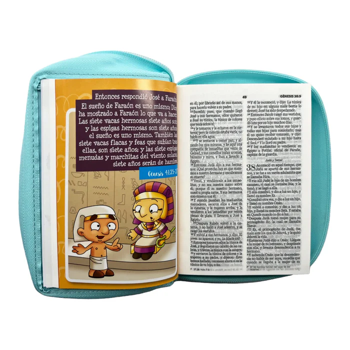 Biblia RVR 1960 para niños Mi gran viaje | Tamaño bolsillo Imitación Piel turquesa con cierre