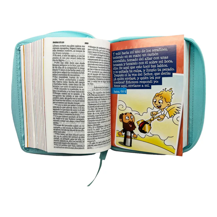 Biblia RVR 1960 para niños Mi gran viaje | Tamaño bolsillo Imitación Piel turquesa con cierre