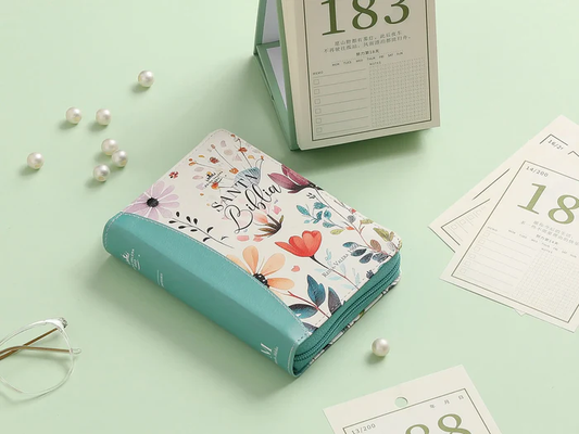Biblia RVR 1960 jardín turquesa Tamaño Bolsillo con cierre e índice