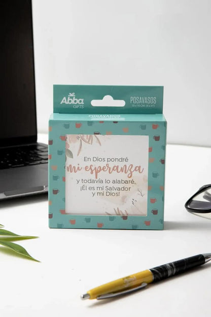 Pack de 6 posavasos con versículos bíblicos | Floral