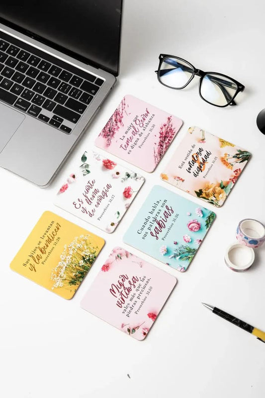 Pack de 6 posavasos con versículos bíblicos | Primavera