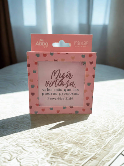 Pack de 6 posavasos con versículos bíblicos | Primavera