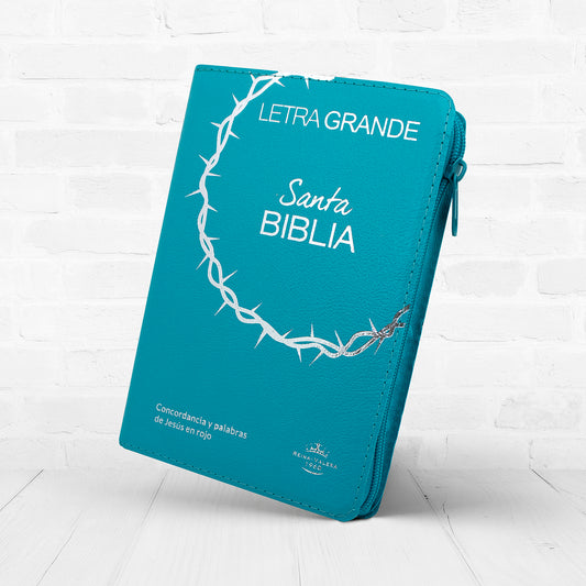 Biblia RVR1960 Letra Grande 12 puntos con cierre e índice | turquesa