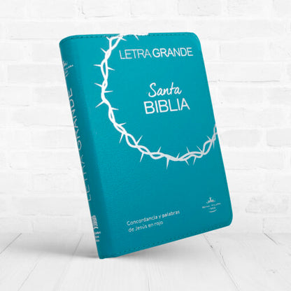 Biblia RVR1960 Letra Grande 12 puntos con cierre e índice | turquesa