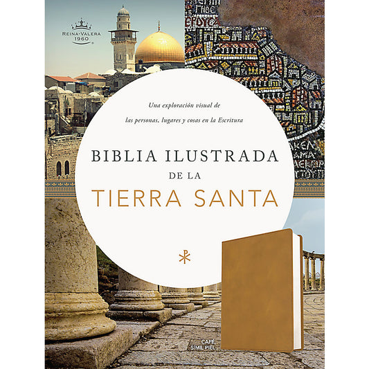 RVR 1960 Biblia ilustrada de la Tierra Santa, café símil piel