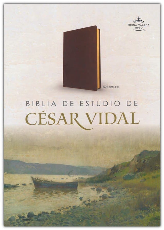 RVR 1960 Biblia de estudio de César Vidal, café símil piel