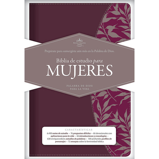 RVR 1960 Biblia de Estudio para Mujeres, vino tinto/fucsia símil piel