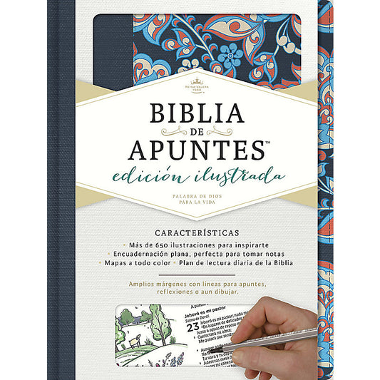 RVR 1960 Biblia de apuntes, edición ilustrada, tela en rosado y azul
