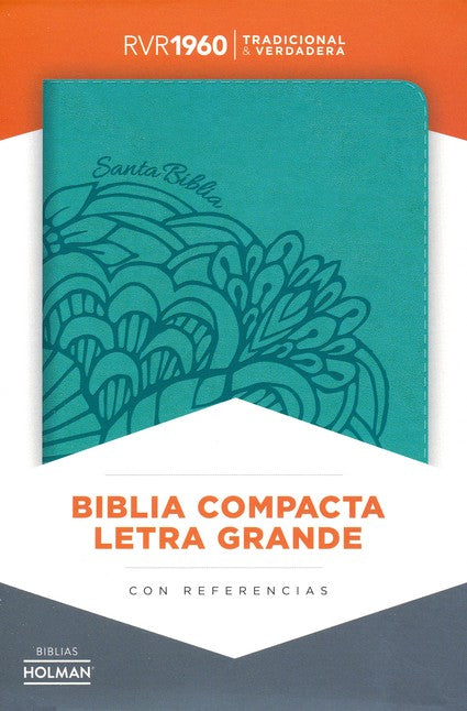 RVR 1960 Biblia Compacta Letra Grande aqua, símil piel