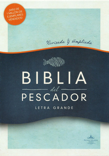 Biblia del Pescador RVR 1960, letra grande, caoba símil piel
