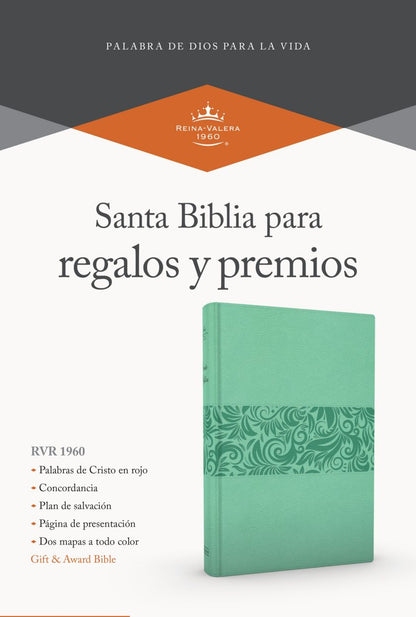 RVR 1960 Biblia para regalos y premios, turquesa símil piel