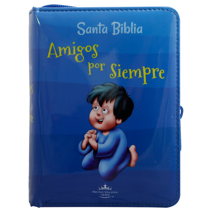 Biblia RVR 1960 Amigos por Siempre | Vinil Acolchada Azul