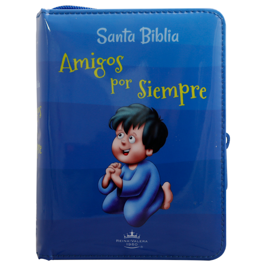 Biblia RVR 1960 Amigos por Siempre | Vinil Acolchada Azul