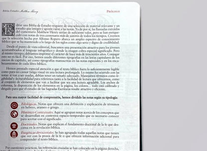 RVR Biblia de Estudio Matthew Henry con índice