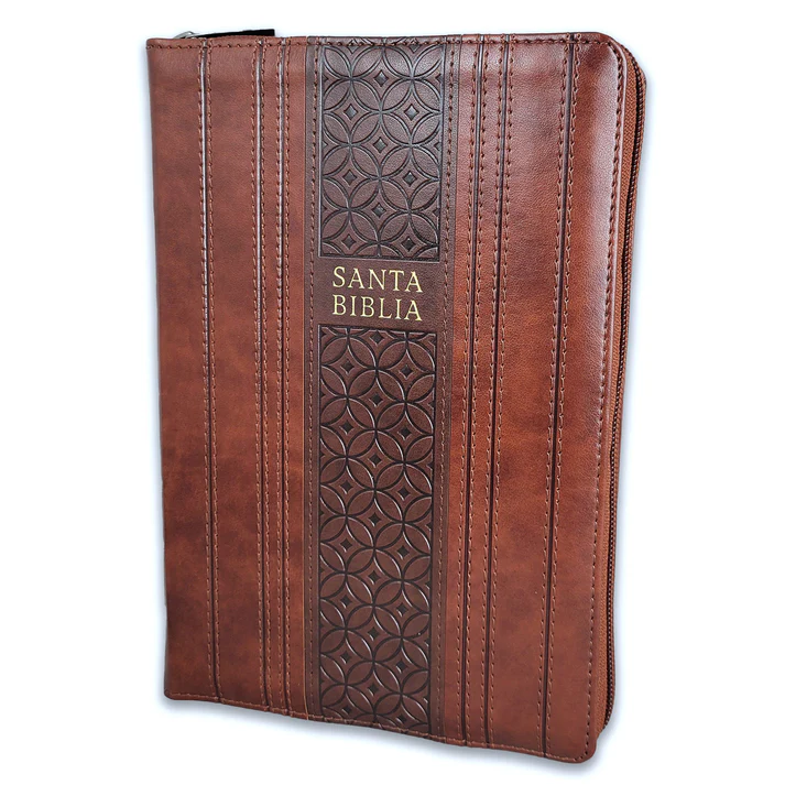 Biblia RVR1960 Letra Gigante Tamaño Manual Con Índice y Cierre, Imitación Piel Caoba