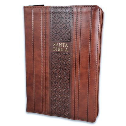 Biblia RVR1960 Letra Gigante Tamaño Manual Con Índice y Cierre, Imitación Piel Caoba