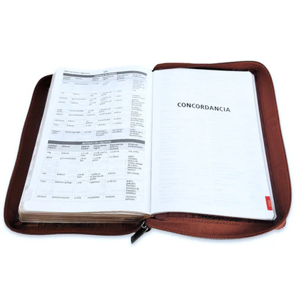 Biblia RVR1960 Letra Gigante Tamaño Manual Con Índice y Cierre, Imitación Piel Caoba