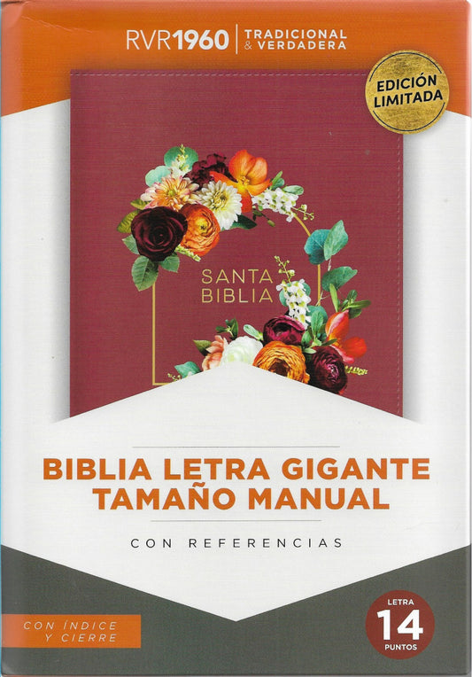 Biblia RVR1960 Letra Gigante Tamaño Manual Con Índice y Cierre, Imitación Piel (Granada)