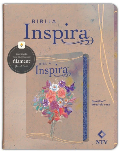 Biblia Inspira NTV con Filament- ACUARELA ROSA