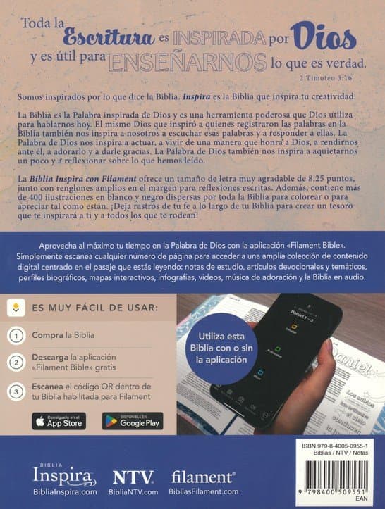 Biblia Inspira NTV con Filament- ACUARELA ROSA