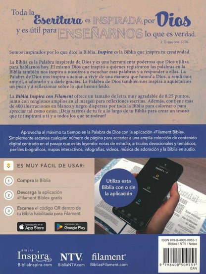 Biblia Inspira NTV con Filament- ACUARELA ROSA