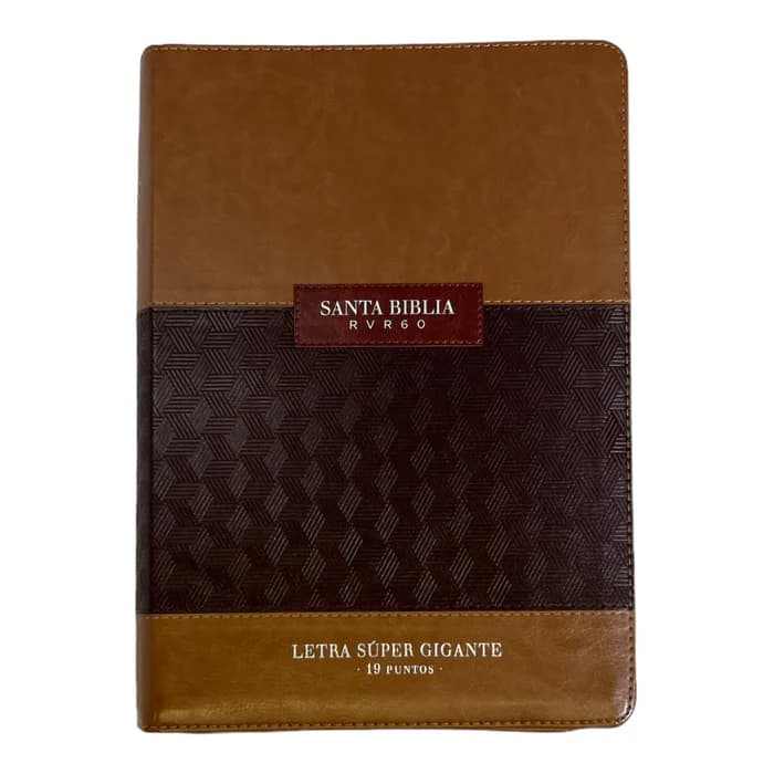 Biblia Reina Valera 1960, tamaño Súper Gigante, Letra Súper Gigante 19 puntos. Imitación Piel café/café. Con cierre y con índice