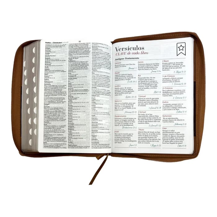 Biblia Reina Valera 1960, tamaño Súper Gigante, Letra Súper Gigante 19 puntos. Imitación Piel café/café. Con cierre y con índice