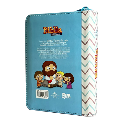 Biblia RVR 1960 para niños Mi gran viaje | Tamaño bolsillo Imitación Piel azul con cierre