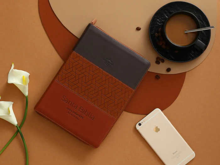 Biblia RVR 1960 Tricolor Marrón/café oscuro/café claro tamaño Gigante