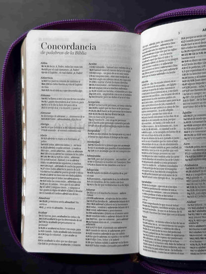 Biblia RVR1960 imitación piel Lila/lila/Gris claro Tamaño Chequera