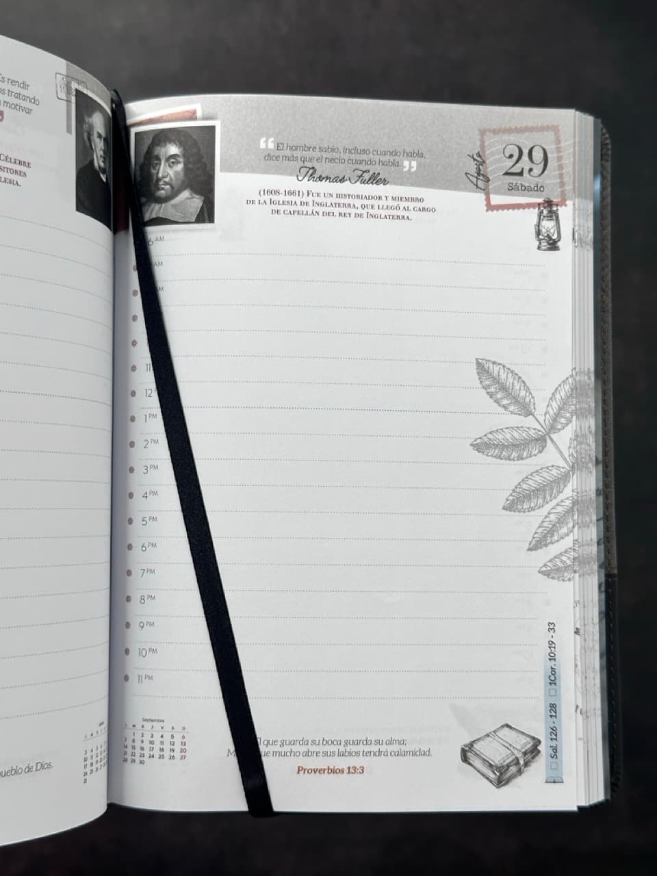 Agenda Tesoros de Sabiduría 2026 i/piel negro pack con llavero y bolígrafo