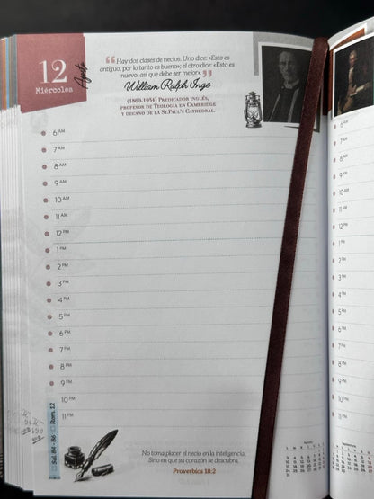 Agenda Tesoros de Sabiduría 2026 i/piel café pack con llavero y bolígrafo