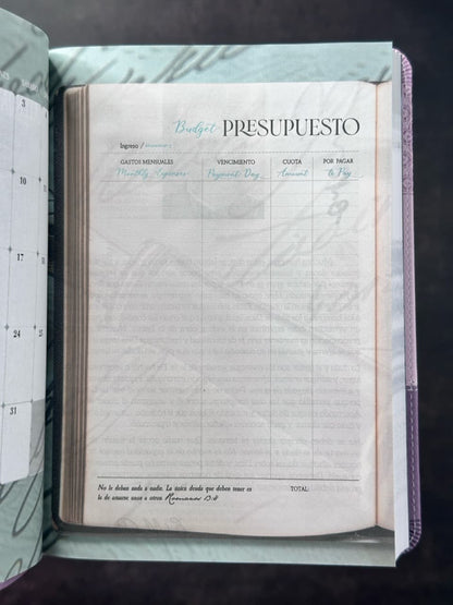 Agenda Tesoros de Sabiduría 2026 i/piel lila/lila pack con llavero y bolígrafo